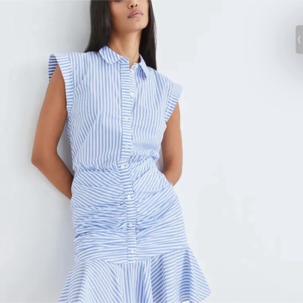 Veronica Beard Bell Button Down Ruched Dress Sz 8 - image 2